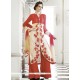 Cream And Red Georgette Palazzo Suit