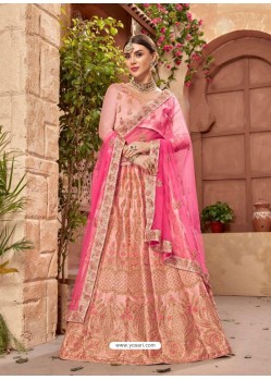 Pink Silk Embroidered Designer Lehenga Choli