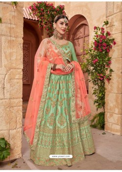 Sea Green Silk Embroidered Designer Lehenga Choli