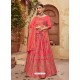 Dark Peach Silk Embroidered Designer Lehenga Choli