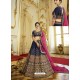 Navy Blue Sparkle Silk Heavy Embroidered Designer Lehenga Choli