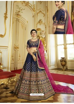 Navy Blue Sparkle Silk Heavy Embroidered Designer Lehenga Choli