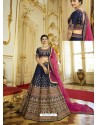 Navy Blue Sparkle Silk Heavy Embroidered Designer Lehenga Choli