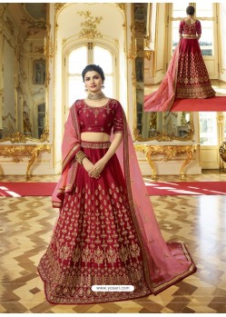 Adorable Maroon Sparkle Silk Embroidered Designer Lehenga Choli