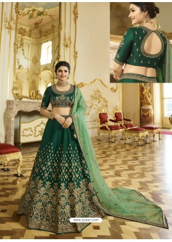 Dark Green Sparkle Silk Heavy Embroidered Designer Lehenga Choli