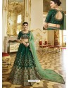 Dark Green Sparkle Silk Heavy Embroidered Designer Lehenga Choli