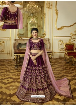 Purple Sparkle Silk Heavy Embroidered Designer Lehenga Choli