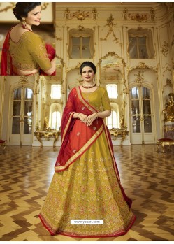 Corn Sparkle Silk Heavy Embroidered Designer Lehenga Choli