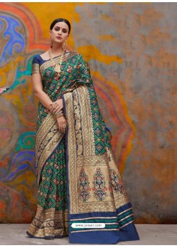 Navy And Green Kaushalya Silk Jacquard Work Designer Saree