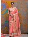 Peach Kaushalya Silk Jacquard Work Designer Saree