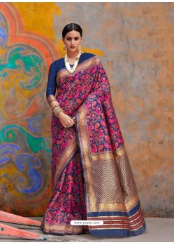 Desirable Navy Blue Kaushalya Silk Designer Saree