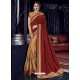 Maroon And Gold Bright Georgette Heavy Embroidered Party Wear Saree