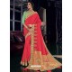 Crimson Silk Fabrics Heavy Embroidered Party Wear Saree