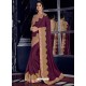 Purple Silk Fabrics Heavy Embroidered Party Wear Saree