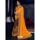 Orange And Brown Two Tone Silk Fabrics Heavy Embroidered Party Wear Saree