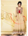 Classy Cream Georgette And Embroidery Anarkali Suit