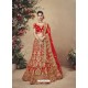 Attractive Red Velvet Heavy Embroidered Bridal Lehenga Choli