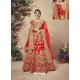 Elegant Red Velvet Heavy Embroidered Bridal Lehenga Choli