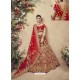 Graceful Red Velvet Heavy Embroidered Bridal Lehenga Choli