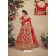 Spectacular Red Velvet Heavy Embroidered Bridal Lehenga Choli