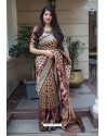 Gold And Deep Wine Banarasi Silk Weaving Patola Silk Designer Saree