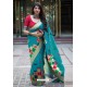 Turquoise Banarasi Silk Weaving Patola Silk Designer Saree