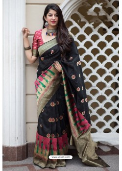 Black Banarasi Silk Weaving Patola Silk Designer Saree
