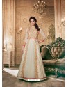 Off White Wethless Georgette Stone Worked Anarkali Suit