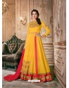 Yellow Wethless Georgette Stone Worked Anarkali Suit