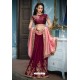 Pink And Deep Wine Two Tone Silk Embroidered Party Wear Saree