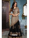 Grey And Black Two Tone Silk Embroidered Party Wear Saree