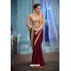 Maroon Two Tone Silk Embroidered Party Wear Saree