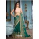 Dark Green Two Tone Silk Embroidered Party Wear Saree