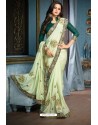 Sea Green Two Tone Silk Embroidered Party Wear Saree