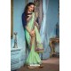 Pretty Sea Green Two Tone Silk Embroidered Party Wear Saree