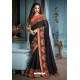 Black Two Tone Silk Embroidered Party Wear Saree