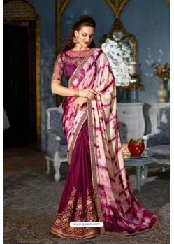 Eye Catching Purple Two Tone Silk Embroidered Party Wear Saree