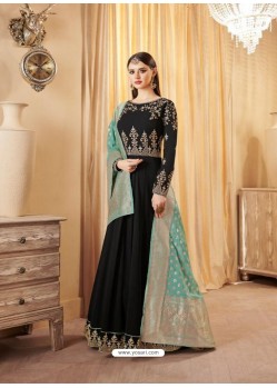 Black Georgette Embroidered Zari Worked Anarkali Suit