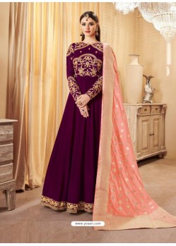 Purple Georgette Embroidered Zari Worked Anarkali Suit