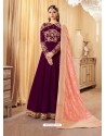 Purple Georgette Embroidered Zari Worked Anarkali Suit