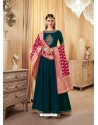 Teal Blue Georgette Embroidered Zari Worked Anarkali Suit