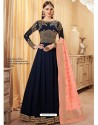 Navy Blue Georgette Embroidered Zari Worked Anarkali Suit