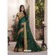 Dark Green Silk Fancy Georgette Designer Embroidered Saree