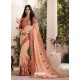 Light Orange Silk Fancy Georgette Designer Embroidered Saree