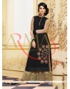 Tantalizing Black Raw Silk And Embroidery Palazzo Suit
