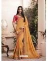 Yellow Silk Fancy Georgette Designer Embroidered Saree