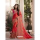 Red Silk Fancy Georgette Designer Embroidered Saree