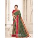 Forest Green Two Tone Silk Embroidered Designer Saree