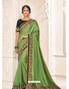 Green Two Tone Silk Embroidered Designer Saree