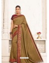 Camel Two Tone Silk Embroidered Designer Saree